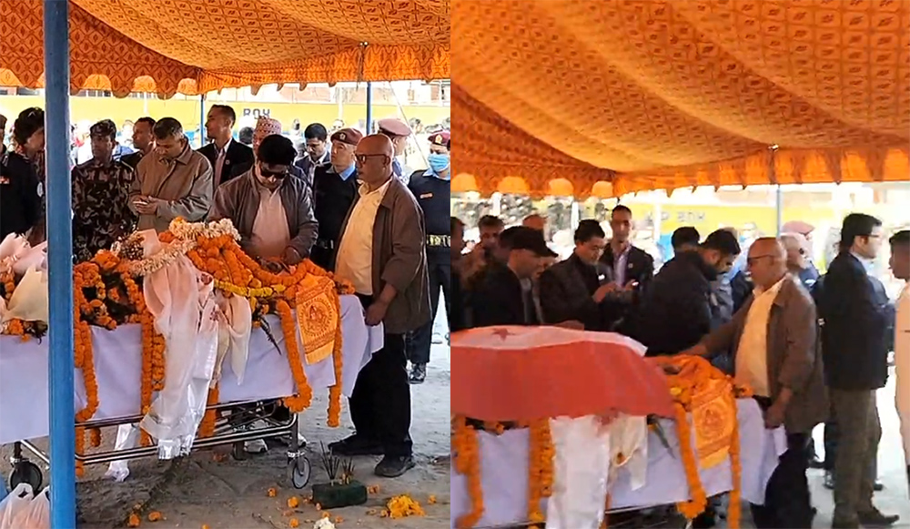 ढुंगानाको पार्थिव शरीर सानो गौचरणमा, श्रद्धाञ्जली दिइदै